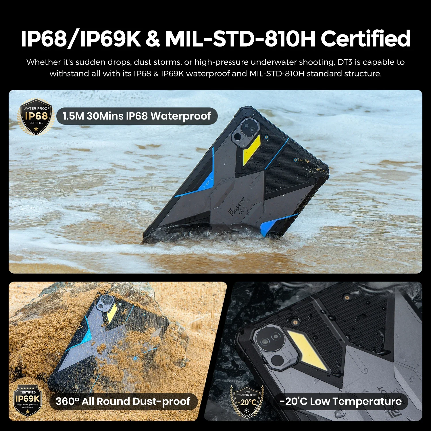 FOSSiBOT DT3 5G 10.4-inch 32+256GB MediaTek Dimensity 7300 4nm Octa-core 21560mAh 64MP Camera 66W Fast Charging Android 15 Rugged Tablet - Image 14
