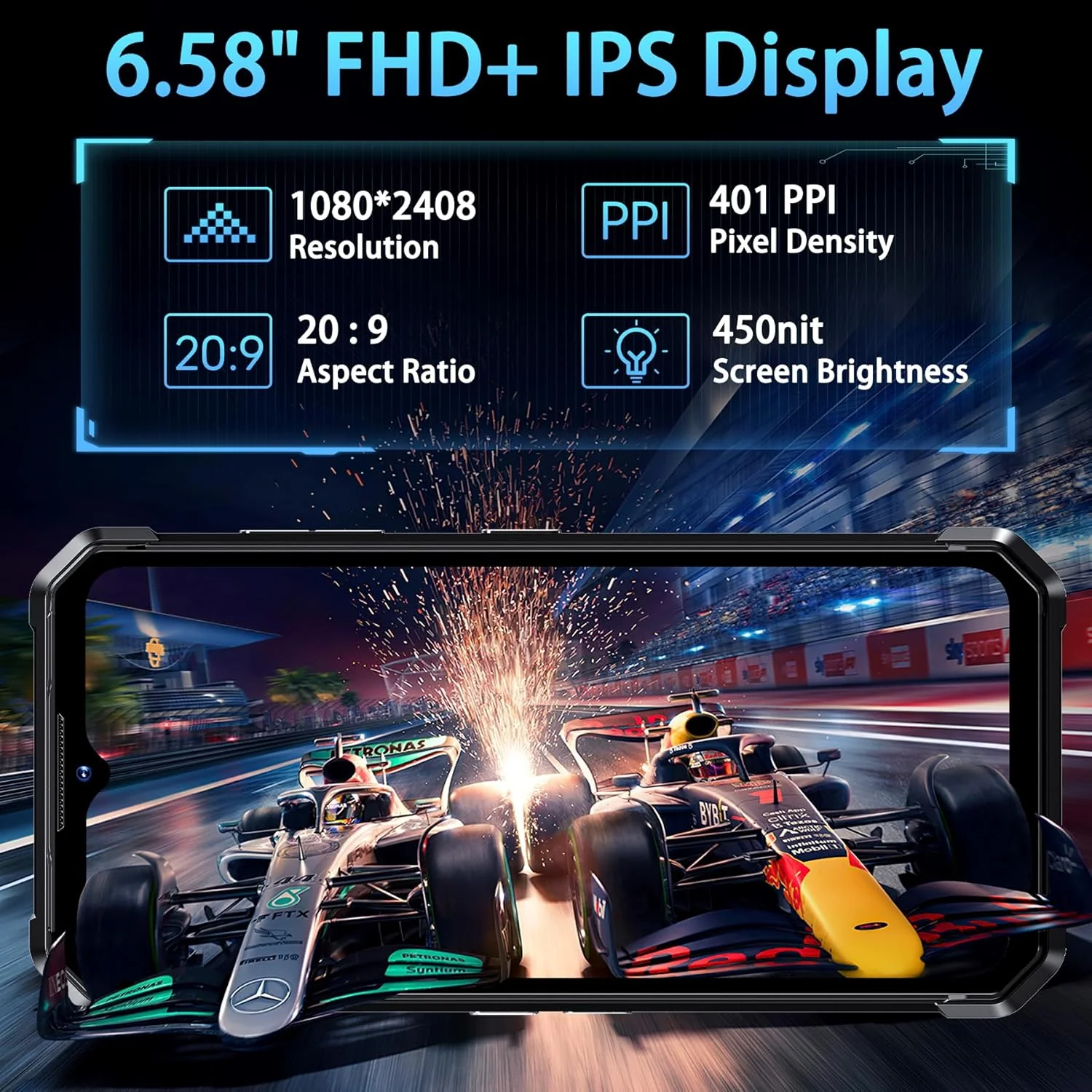 FOSSiBOT F106 Pro 15GB+256GB 103db Big Speaker 3W Camping lights 12000mAh 6.58-Inch Rugged Phone - Image 10