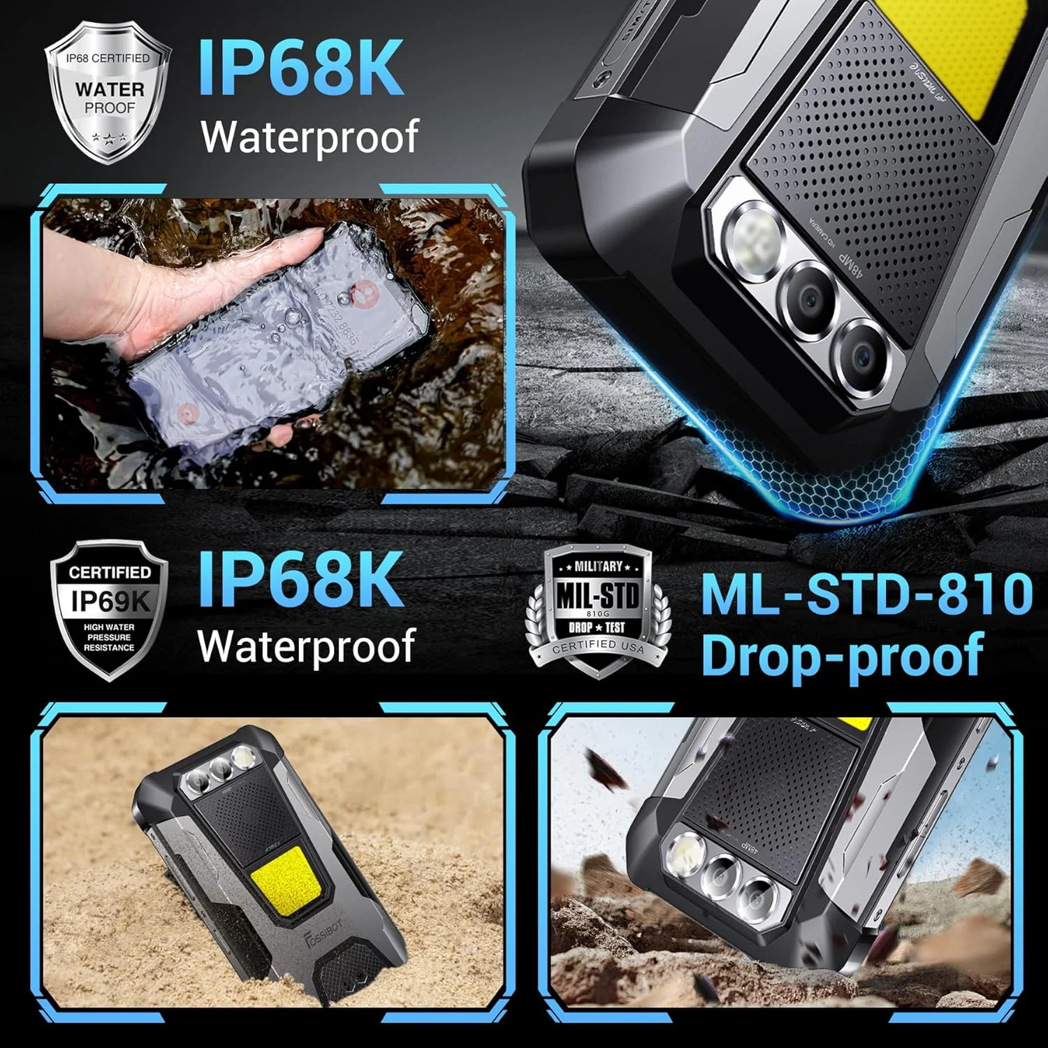 FOSSiBOT F106 Pro 15GB+256GB 103db Big Speaker 3W Camping lights 12000mAh 6.58-Inch Rugged Phone - Image 13